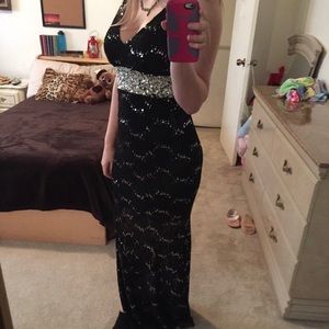 Black sequin prom dress
